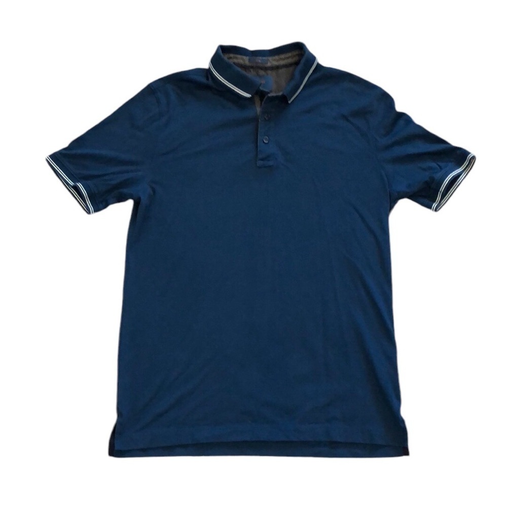 Fairlane Mens Polo Sz M Blue Pima Cotton Stripe Work Business Casual Comfy Job